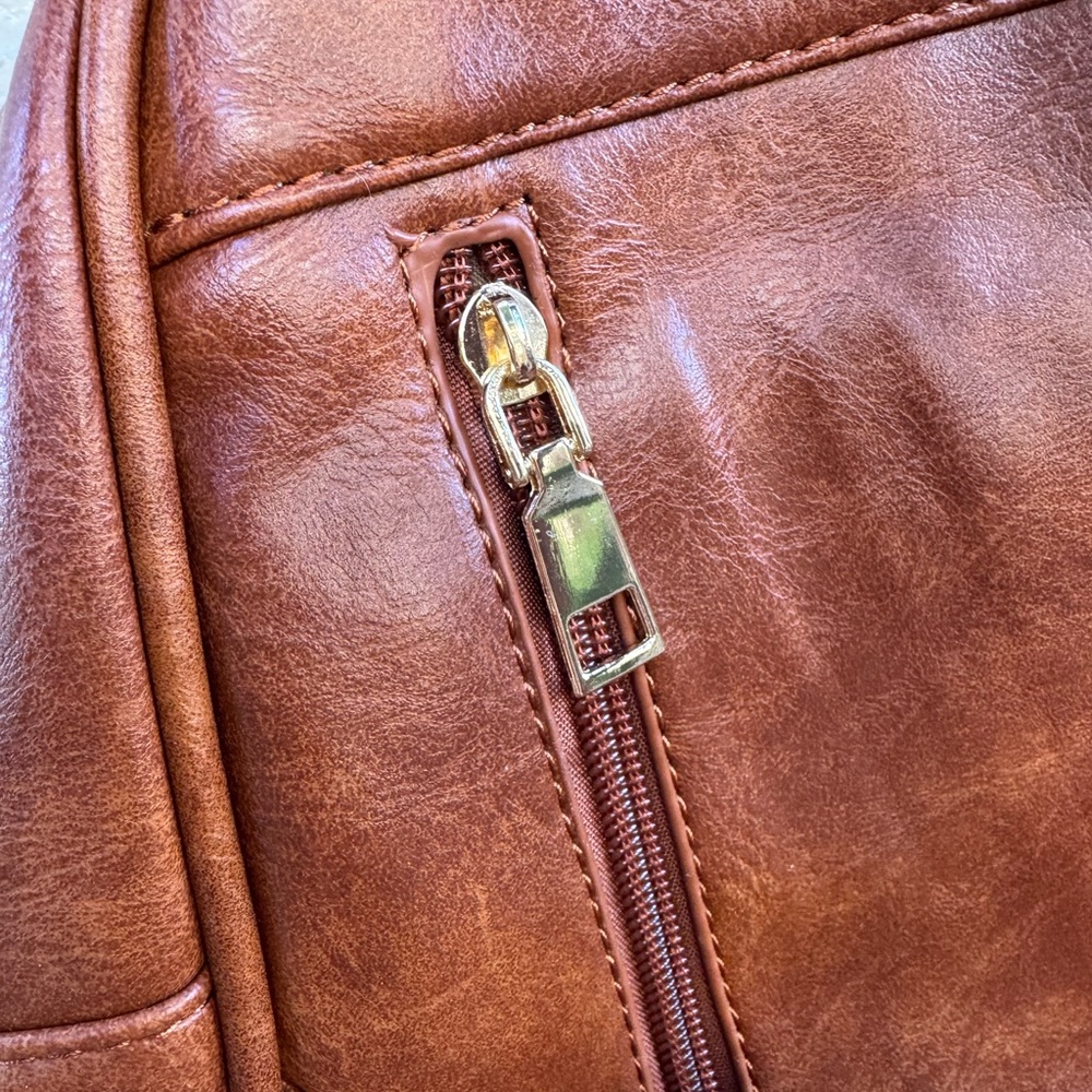 Embossed Floral Brown Backpack - Picture 4 of 5